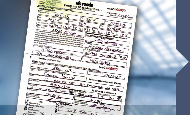 Roadworthy Certificate Cheltenham