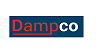 dampco logo bluebg light red