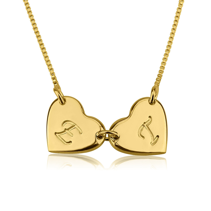24k Gold Plating Linked Hearts Necklace