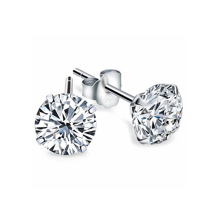 CZ Stud Earrings Sterling Silver