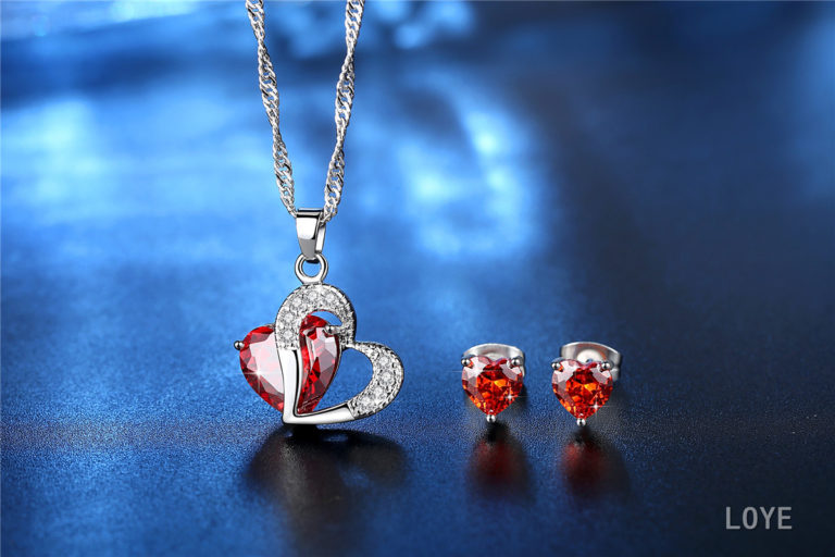 Valentines Necklace Earring Set Red 768x512