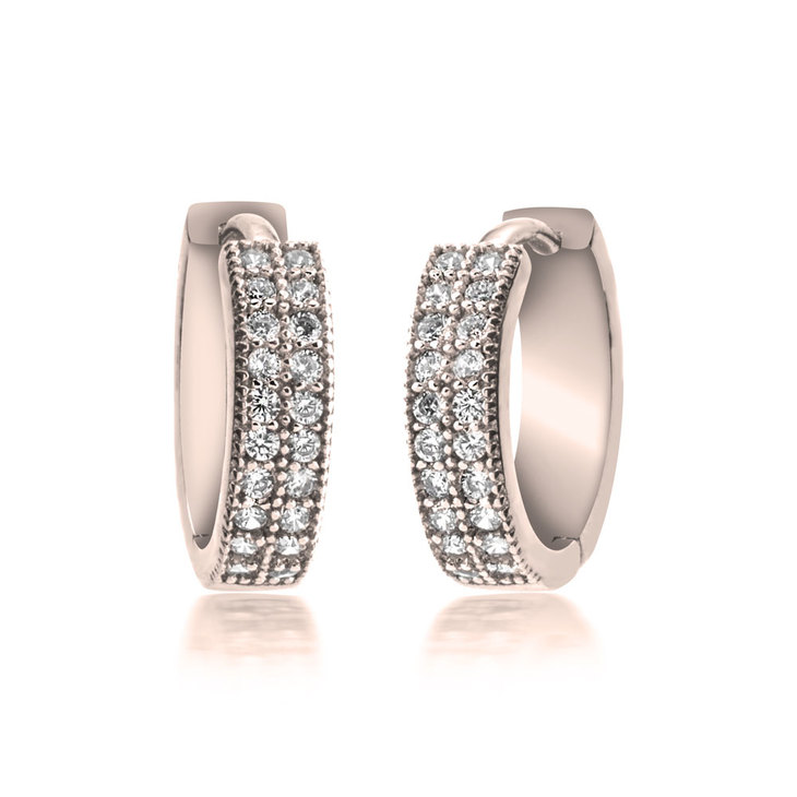 Zirconia Hoop Earrings Rose Gold Plated