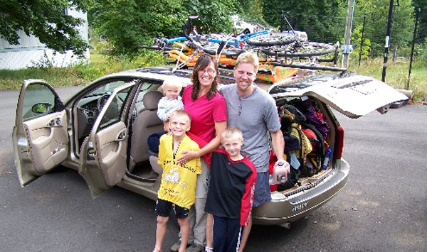 car with family