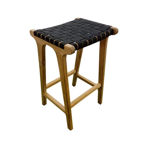 TEAK WOVEN SUNPROOF STRAPPING BAR STOOL