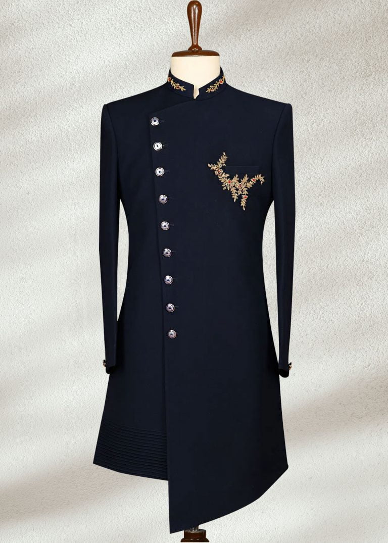 Black IndoWestern Sherwani 3 768x1075