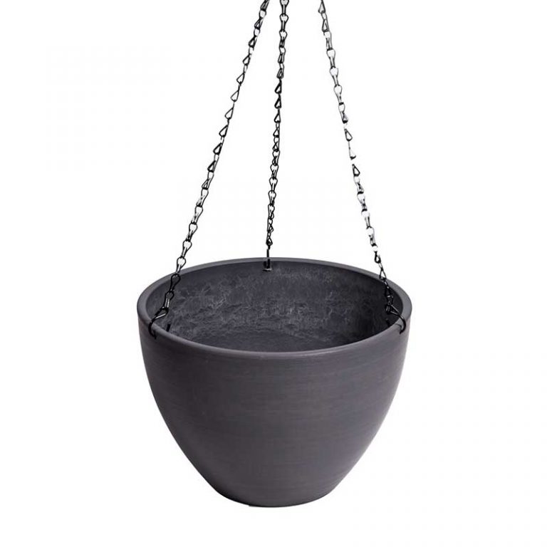 Hanging Grey Plastic Pot with Chain 30cm 1 768x768