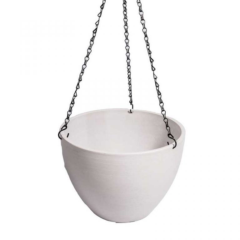 Hanging Rustic White Plastic Pot with Chain 30cm 768x768