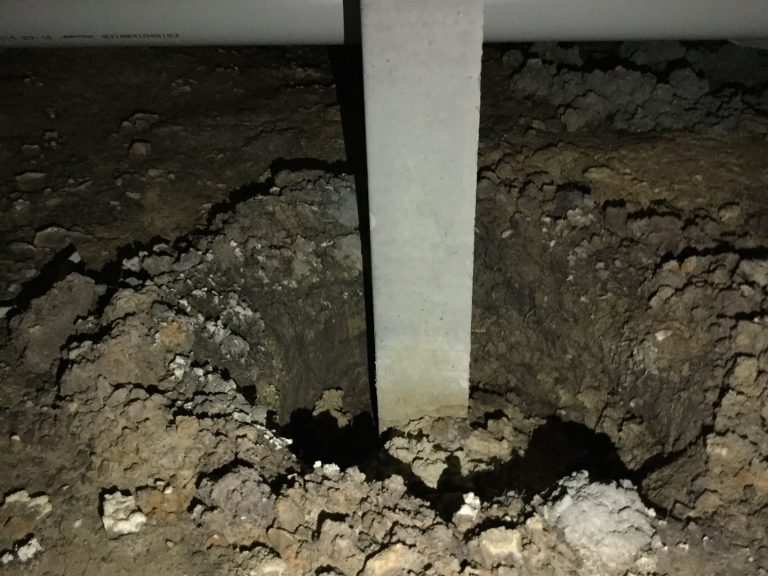 Unfilled stump hole this will result in excessive moisture around footing and settlement of the stump. 768x576