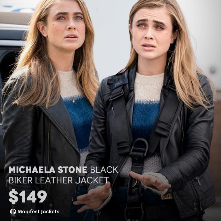 Michaela Stone Black Biker Leather Jacket 1 768x768