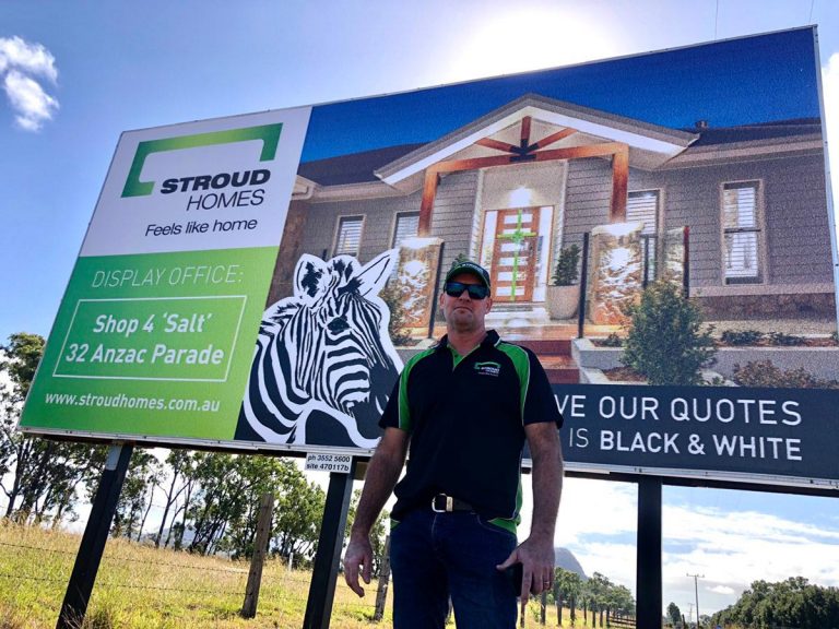 Stroud HomesRockhampton Builder Trevor Mulholland signage 768x576
