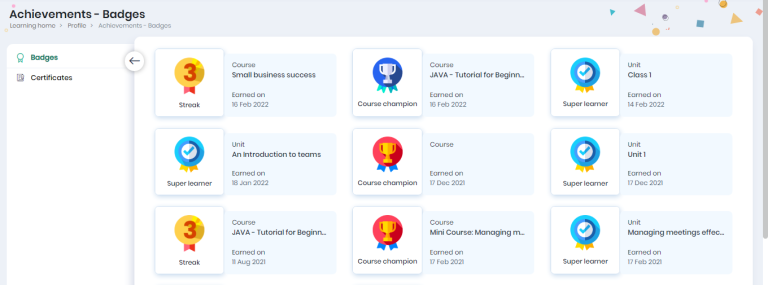 Achievements Learner dashboard 768x285