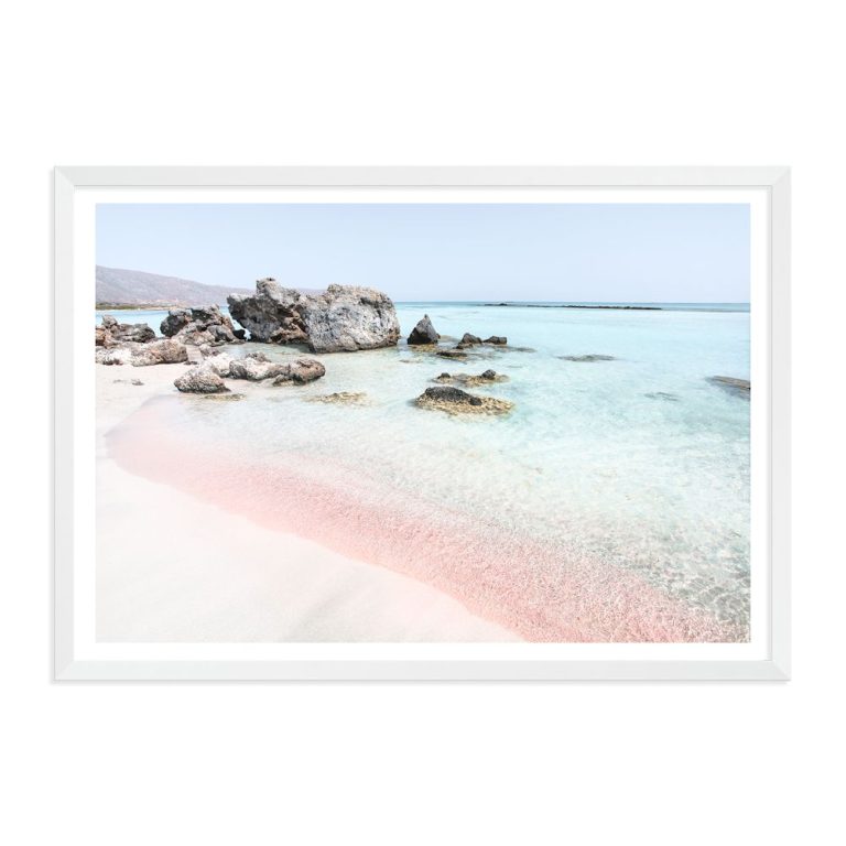 Greece Pink Beach Wall Art Photograph Print or Canvas White Framed or Unframed Beautiful Home Decor 12 768x768