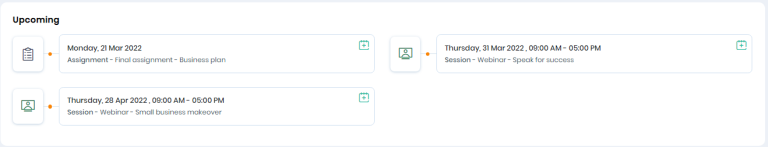 Upcoming courses overview of learner profile 768x147