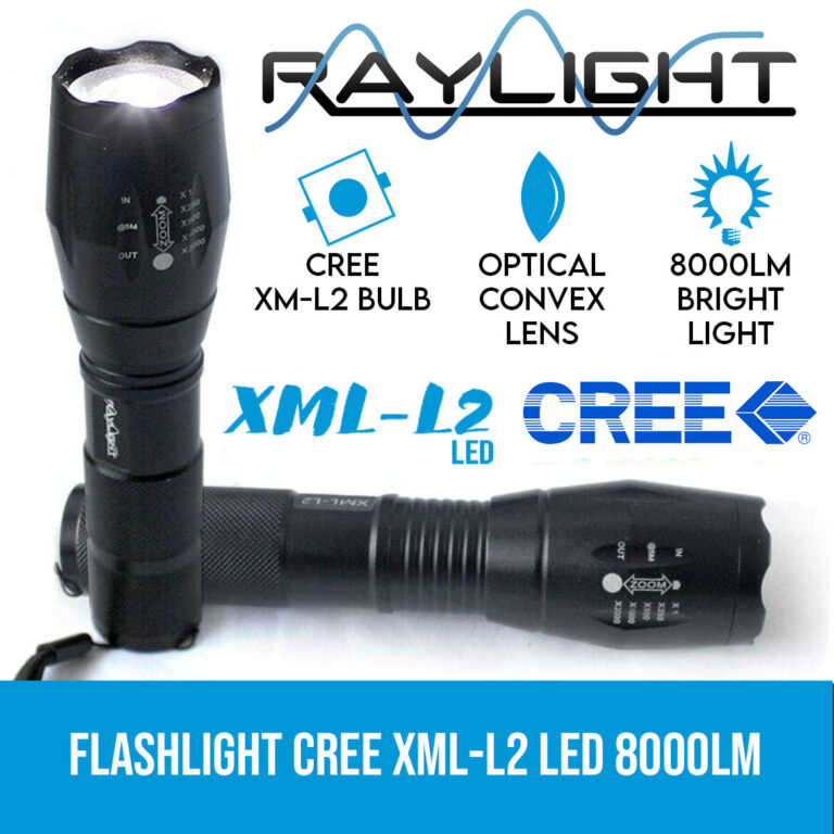 Raylight 2x Flashlight LED CREE XML-L2 8000LM Rechargeable 4x 18650 Battery Waterproof