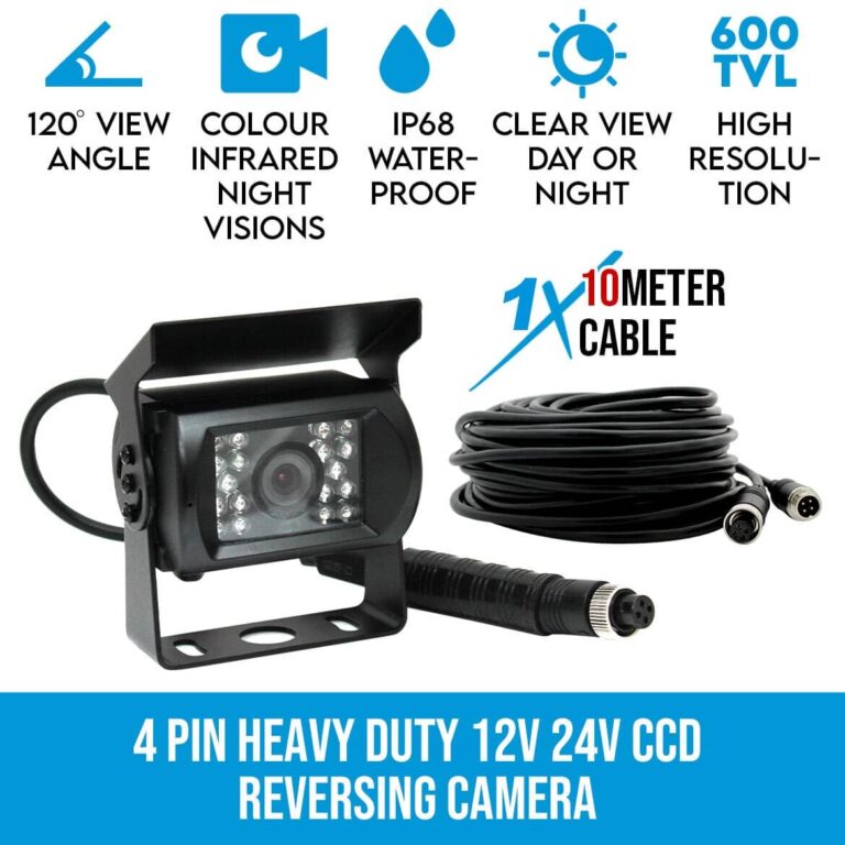 4 PIN Heavy Duty 12V 24V CCD IR Colour Reversing Camera
