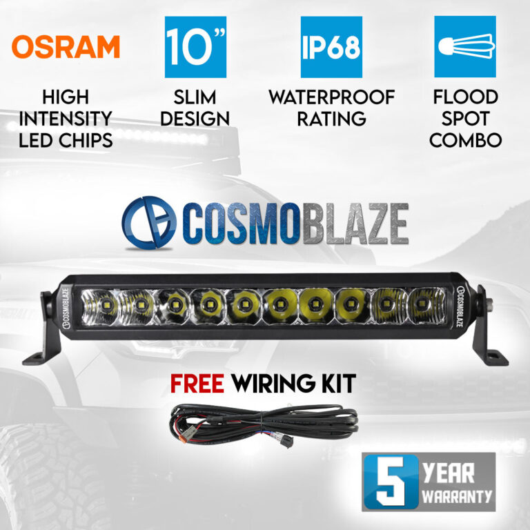 Cosmoblaze 10" Osram LED Light Bar Driving 1 Row Flood Spot Combo Beam 4x4 Truck