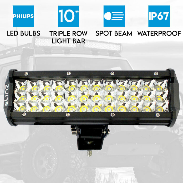 Elinz 10" LED Work Driving Light Bar 3 Rows Philips Spot Offroad 12V 24V Truck 4WD