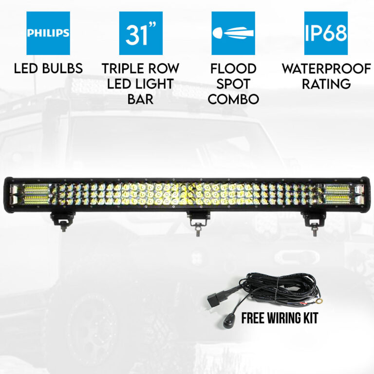 Elinz 31" inch LED Light Bar 3 Rows Work Driving FLOOD SPOT COMBO Philips Offroad 4WD