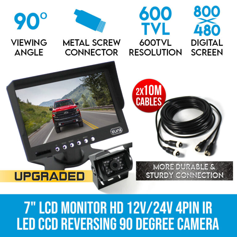 Elinz 7 Inches LCD Monitor HD 12V 24V 4PIN IR LED CCD Reversing Camera Car Truck Caravan 768x768