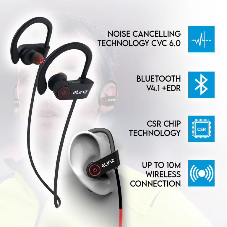 Elinz Bluetooth 4.1 Wireless Headphones Earphones Headset Sports Mobile MIC 768x768