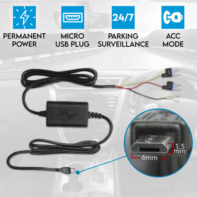Elinz Car Dash Cam Hardwire Charger Power Adapter Fuse Kit Parking Micro USB 768x768