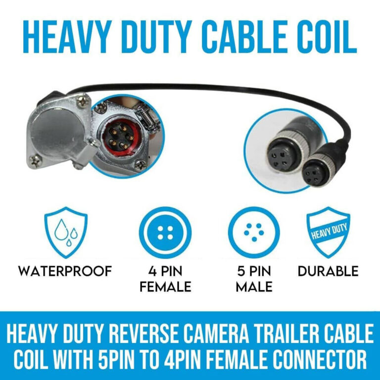 Elinz Heavy Duty Reverse Camera Trailer Cable Coil with 5PIN to 4PIN Female Connector