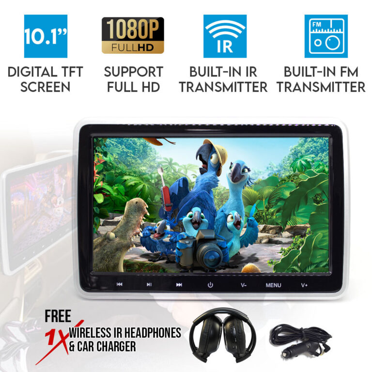 Elinz 10.1" TFT Active Headrest Car DVD Player HD 1080P Digital Screen USB SD 9"