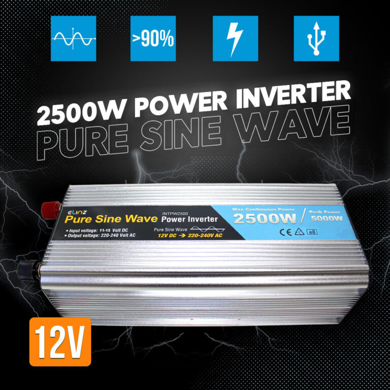 Elinz Pure Sine Wave Power Inverter 2500w / 5000w 12v - 240v AUS plug Car Boat Caravan