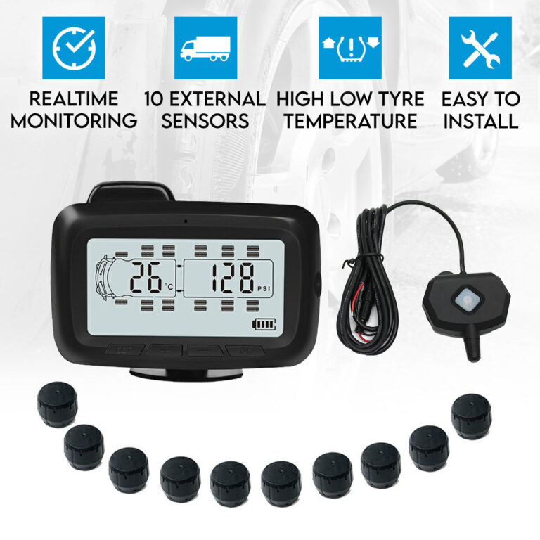 Elinz Wireless Digital TPMS Tire Tyre Pressure Monitoring System 10x Sensors Repeater