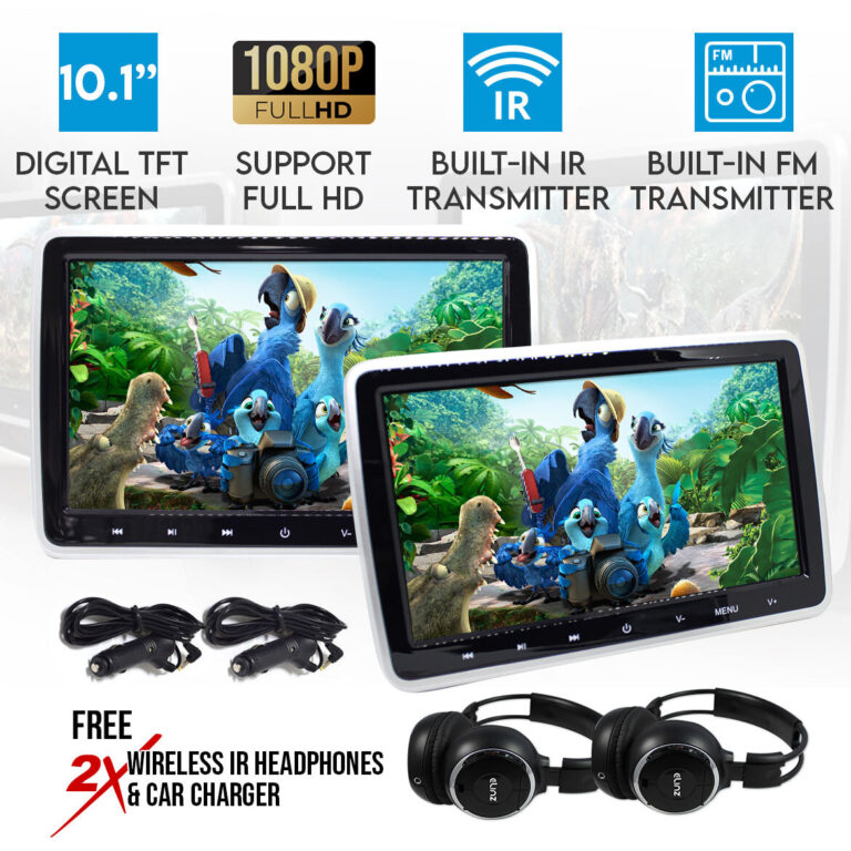 Elinz 2x 10.1" TFT Active Headrest Car DVD Player HD 1080P Digital Screen USB SD 9"