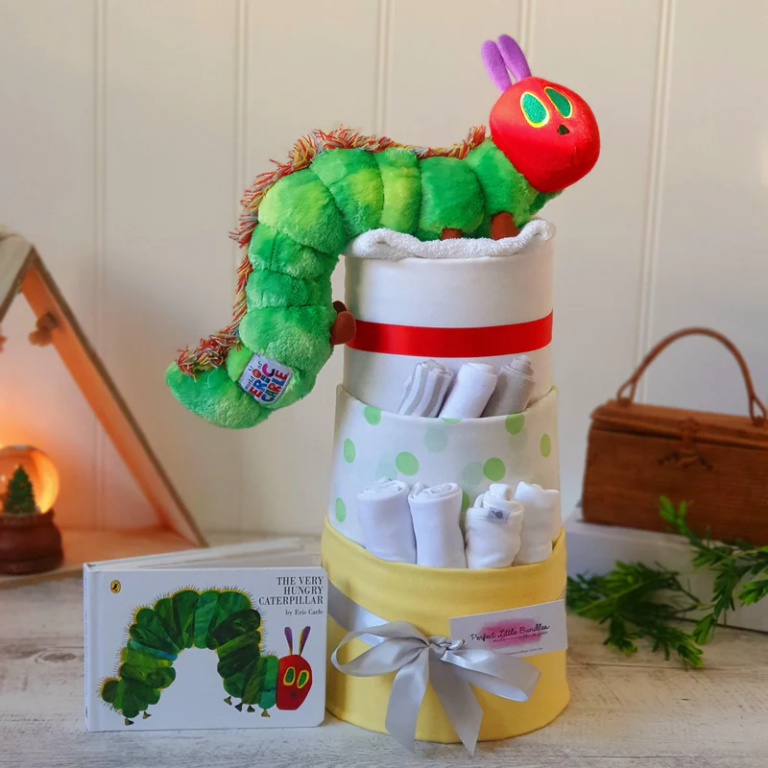 the very hungry caterpillar luxe nappy cake gender neutral 768x768